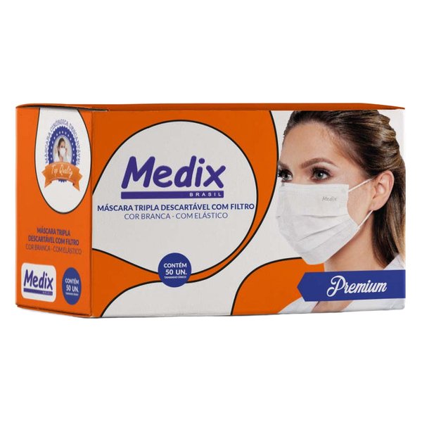 Máscara Descartável Branca com Elástico - Medix