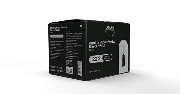 Agulha para Seringa Descartável 22g 25x0,70 - Medix