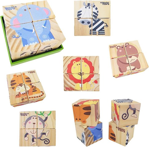 Quebra-Cabeça Cubos Terra Animais | NewArt Toys | 271