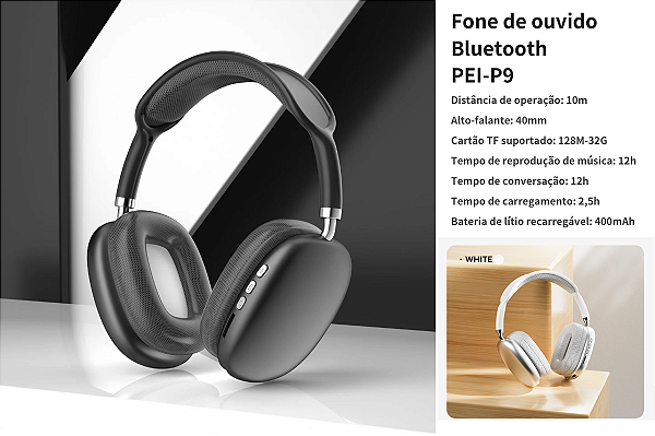 Fones De Ouvido Estéreo Sem Fio Bluetooth 5.3 Pei-p9