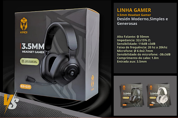 Fone De Ouvido Kaidi Kd-g31 Headset Gamer Usb Microfone