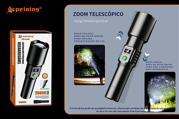 Lanterna Multifuncional Recarregável 20000W PEI-CA03