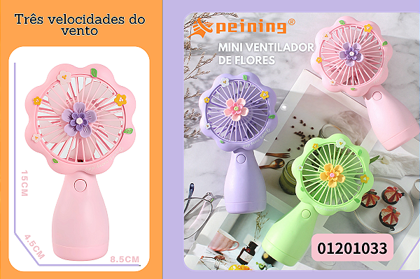 Mini ventilador de flores Três velocidades do vento