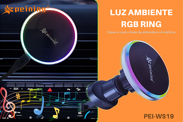 Suporte Magnético com Carregador Veicular Sem Fio PEI-WS19