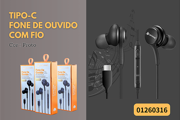 Fone De Ouvido Estereofônico Tipo-C PEI-SZ02