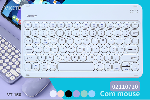 Conjunto de Teclado e Mouse Sem Fio Bluetooth Vt-150