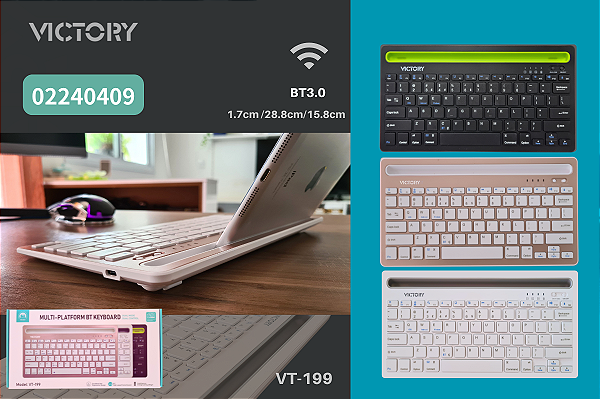 Teclado sem fio muiltifuncional com funcao de suporte VT-199