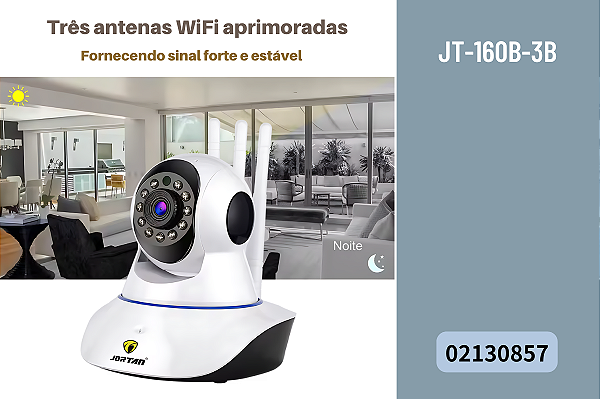 Câmera IP WiFi 3 Antenas Jortan HD 720p