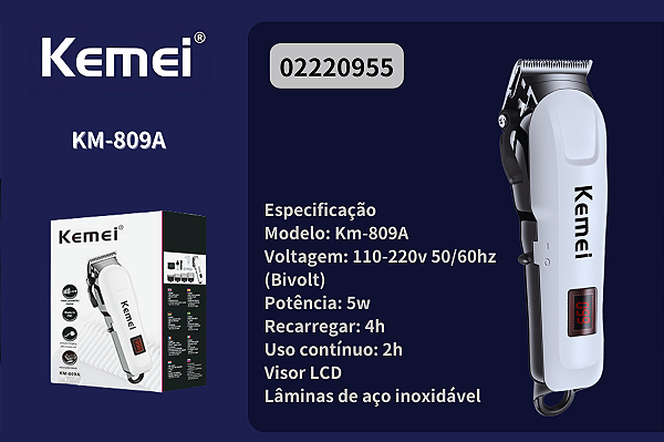 Máquina de Cortar Cabelo 9w Profissional Km-809A