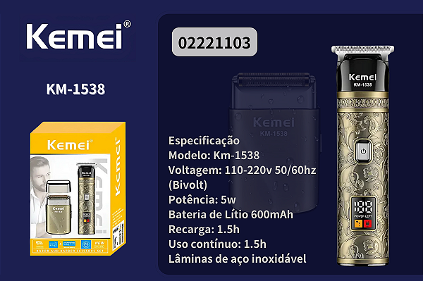 Máquina de Cortar Cabelo Profissional Km-1538