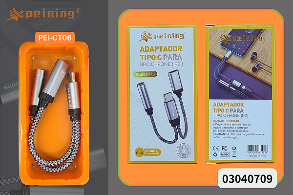 Adaptador Tipo C para Tipo C + P2 PEI-CT06