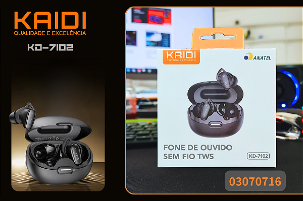 Fone de Ouvido Bluetooth TWS KD-7102 Kaidi