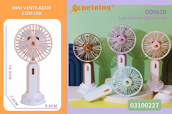 Ventilador de Mão USB com Luz Noturna SHINYMAX DD5628