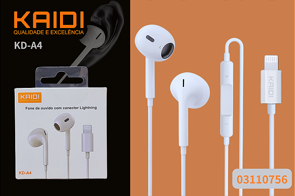 Fones de ouvido estéreo Kaidi KD-A4 Lightning