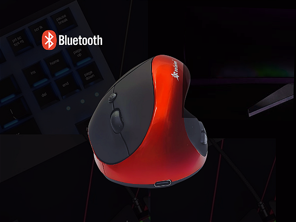 Mouse Sem Fio Ergonômico Bluetooth PEI-ME10
