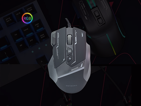 Mouse Gamer RGB com Fio 8D PEI-ME13