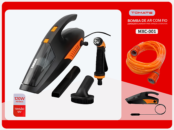 Aspirador de Pó e Lavador Portátil 120W Tomate MXC-001