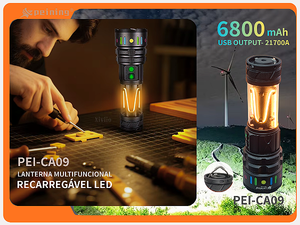 Lanterna LED recarregável de longo alcance PEI-CA09