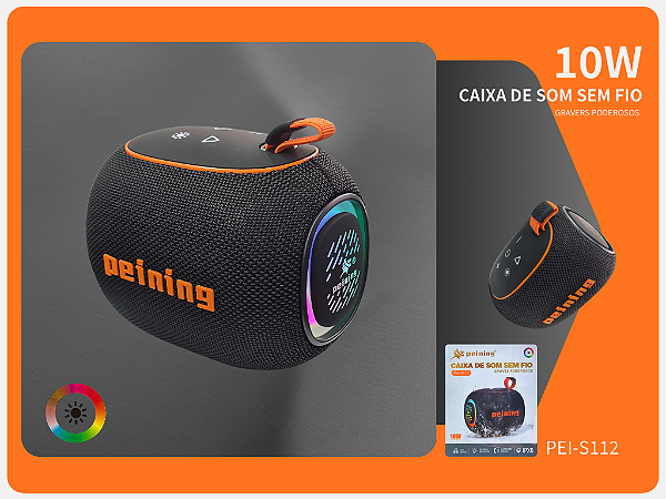 CAIXA DE SOM SEM FIO GRAVES PODEROSOS 10W PEI-S112