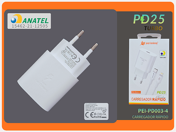 Carregador Turbo 25W Tipo-C PEI-PD003-4