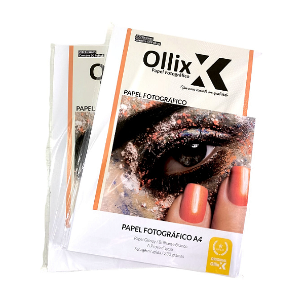 Papel Fotográfico Glossy Brilhante A4 230g | 50 Folhas | Ollix