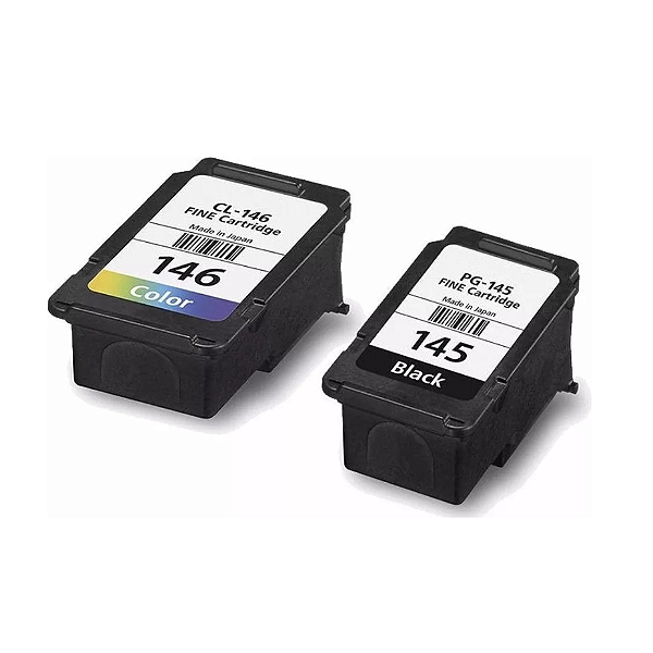 Kit Cartuchos de Tinta Compatível Canon PG-145XL + PG-146XL (Preto e Colorido)