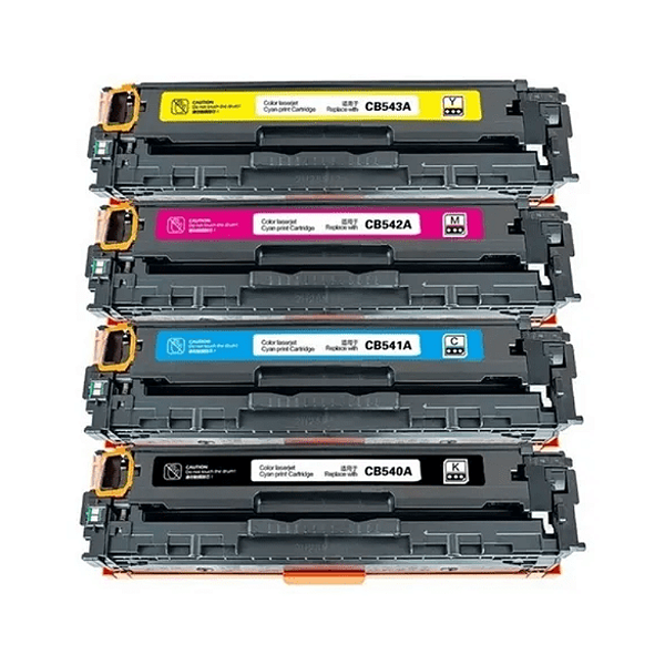 Kit 4 Toner Compatível HP CB540A | CB541A | CB542A | 543A | 540A Ollix