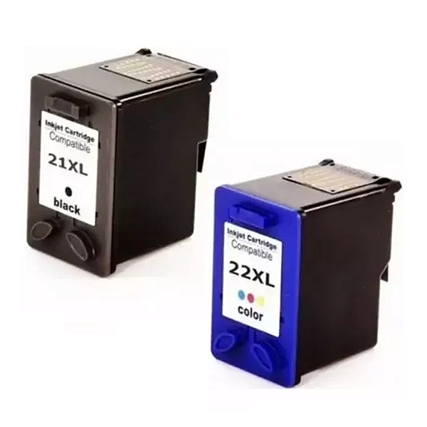 Kit Cartuchos de Tinta Compatível HP 21xl Preto BK e 22xl Color - Ollix