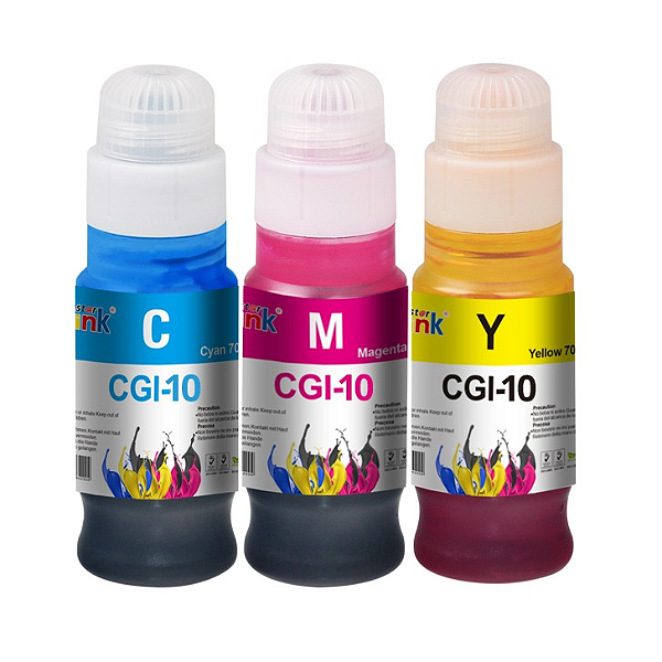 Kit Tinta Compatível Canon GI-10 3 Cores CMY | GL10 | Gi10 | 6010 | 7010 | Star Ink