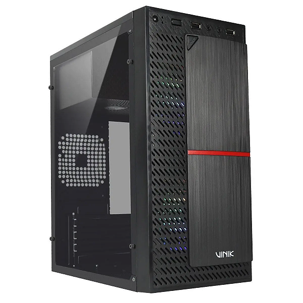 GABINETE GAMER PLATE PRETO - LATERAL ACRÍLICO C/ 2 FANS DE BRINDE - VINIK