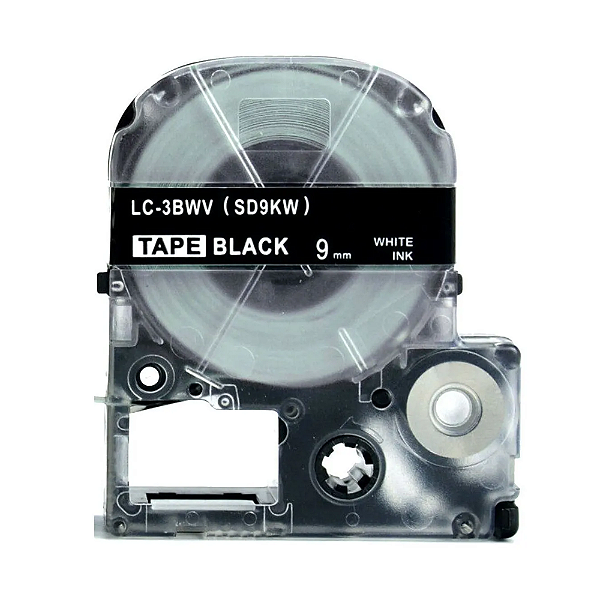 Fita Rotuladora Compatível Epson LC-3BWV | SD9KW | 9MM | Preta com Letras Brancas