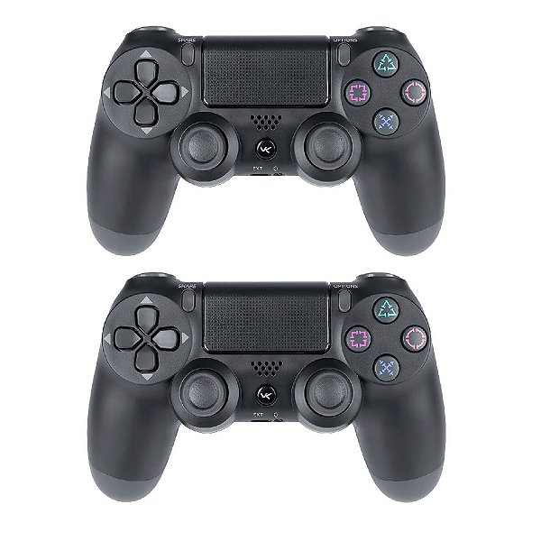 Kit com 2 Controles Playstation 4 Dualshock Sem Fio | PS4 | Play 4 | Preto | Vinik