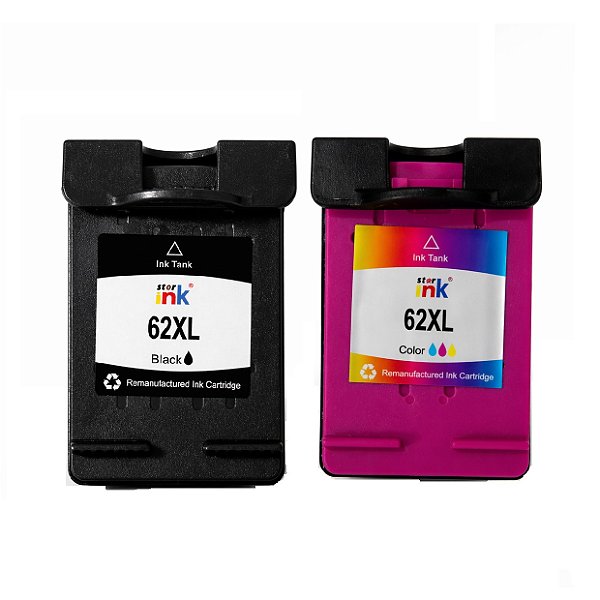 Kit Cartucho De Tinta Compatível HP 62xl BK e COLOR | 5740 | 7645 | 5744 | 5746 | 5742 | 5660 | C2P05AL | Star Ink