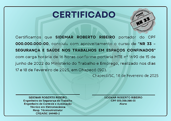 CURSO NR 33 - SEGURANÇA EM ESPAÇOS CONFINADOS | CERTIFICADO VÁLIDO EM TODO O BRASIL