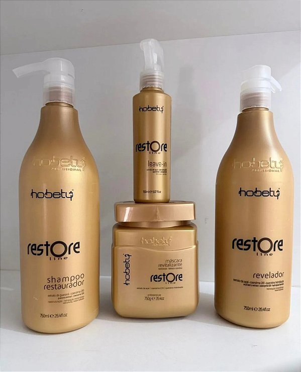 Kit Hobety Restore Line Shampoo, Máscara, Revelador E Leave-