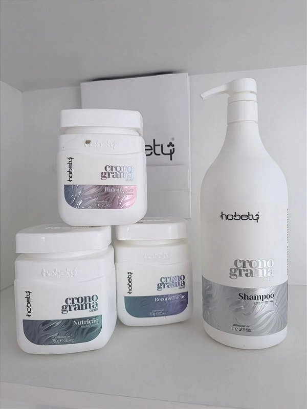 Kit Cronograma Capilar Hobety Shampoo + 3 Máscaras