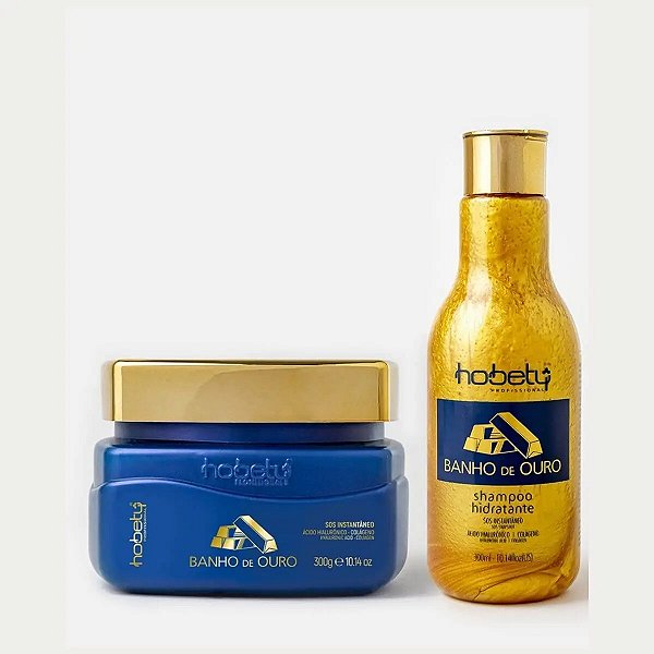 Kit Hobety Banho De Ouro Shampoo 300ml+mascara 300g Original Hobety Banho De Ouro Restauração (inclui: É Kit)
