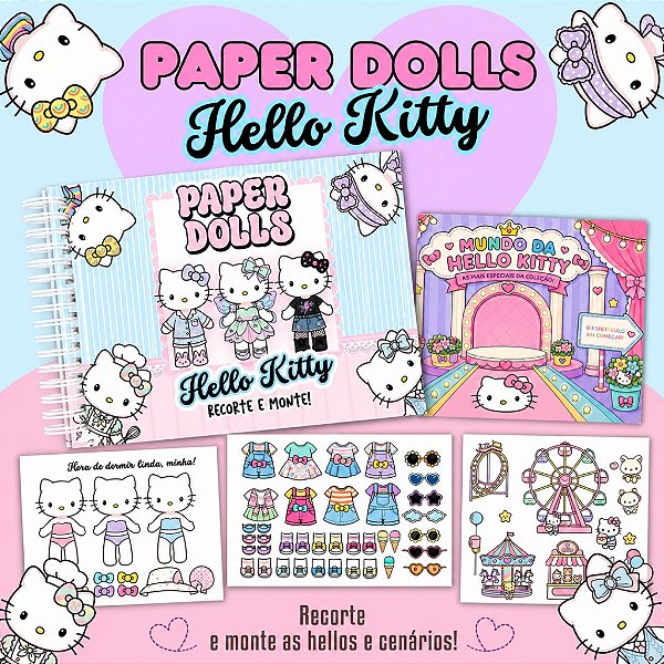 ENVIO RAPIDO LIVRO DE RECORTAR, COLAR E BRINCAR - PAPER DOLLS HELLO KITTY