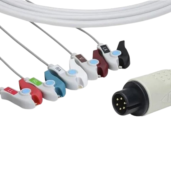 CABO DE ECG 5 VIAS COM RABICHOS FIXOS COMPATÍVEL COM DIXTAL DX2010, DX2020, DX2021, DX2022, DX2022+, DX 2023