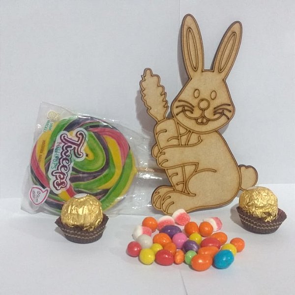 Aplique Coelho da Páscoa em mdf 17cm