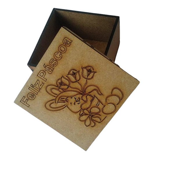 Caixinha 8x8 mdf Feliz Páscoa