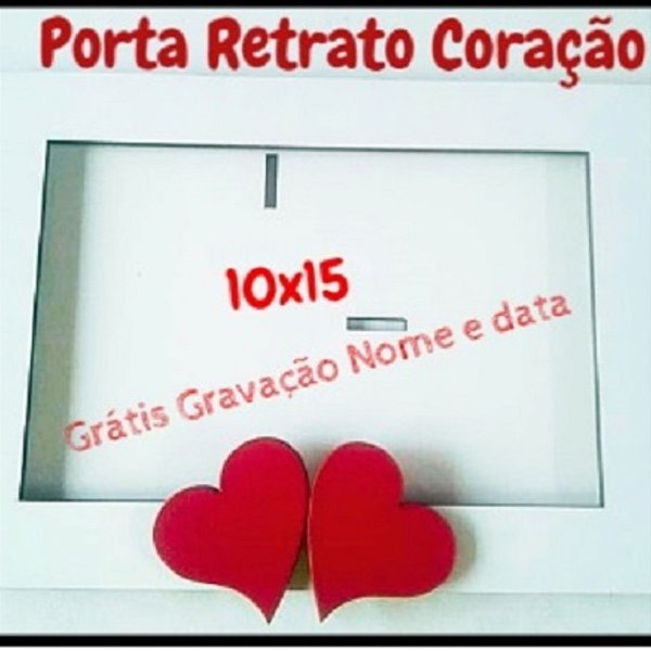 Porta Retrato  2 Corações Amor  Mdf Branco