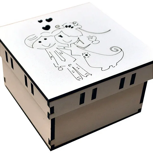 Caixa 8x8 Noivinhos  Mdf Branco