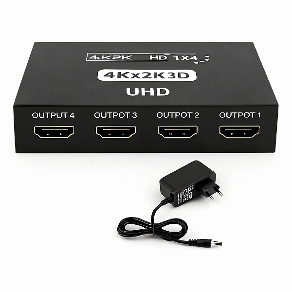 Divisor Splitter HDMI 1x4 4k Ultra HD ativo com fonte Conex