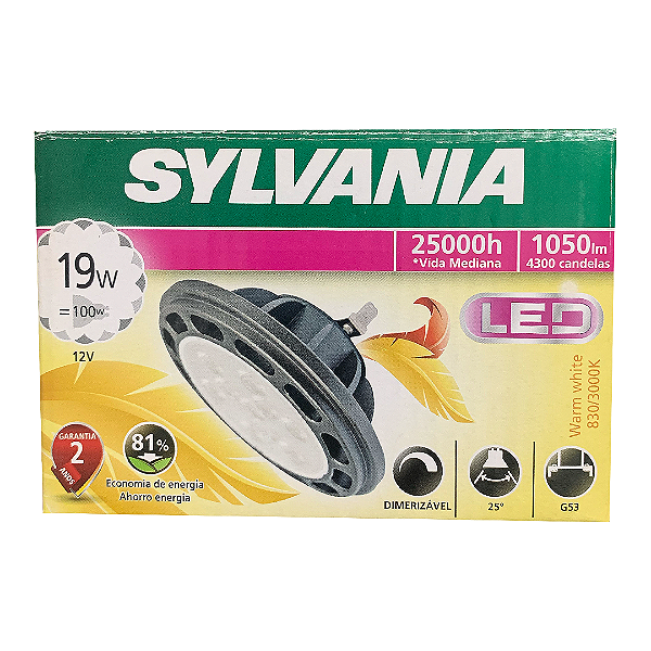 Refletor Led Ar111 19W 12V 3000K Sylvania