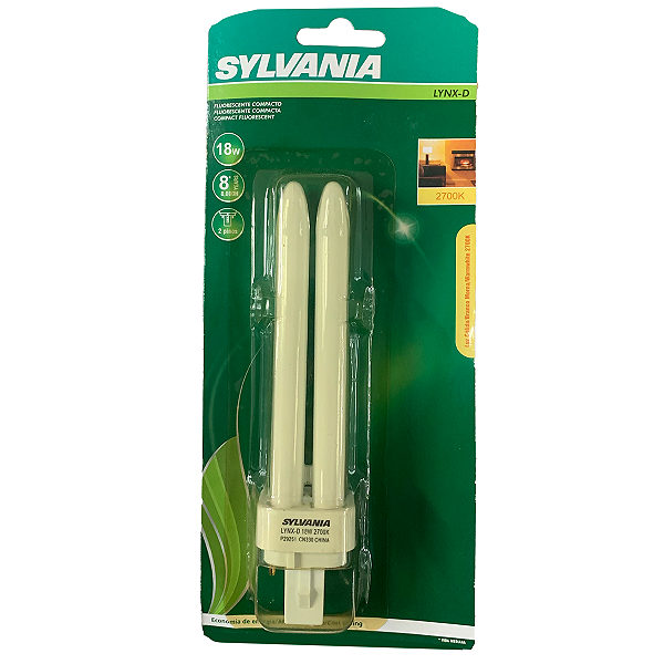 Lâmpada Eletrônica Compacta Lynx D 18W G24d‐22 pinos 2700K Sylvania