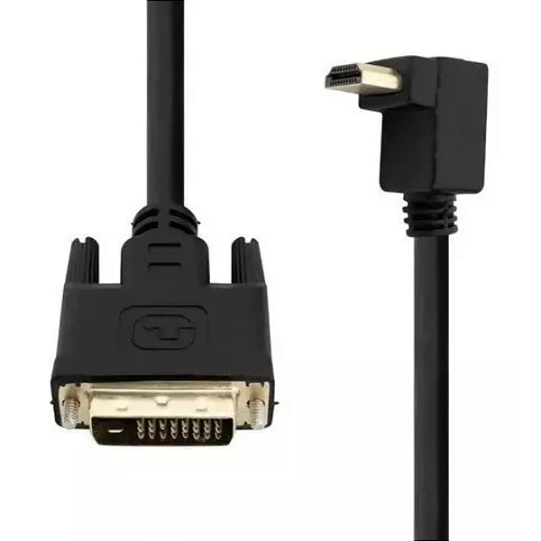 Cabo HDMI 90 graus  para DVI 24+1 dourado  1,80 metros