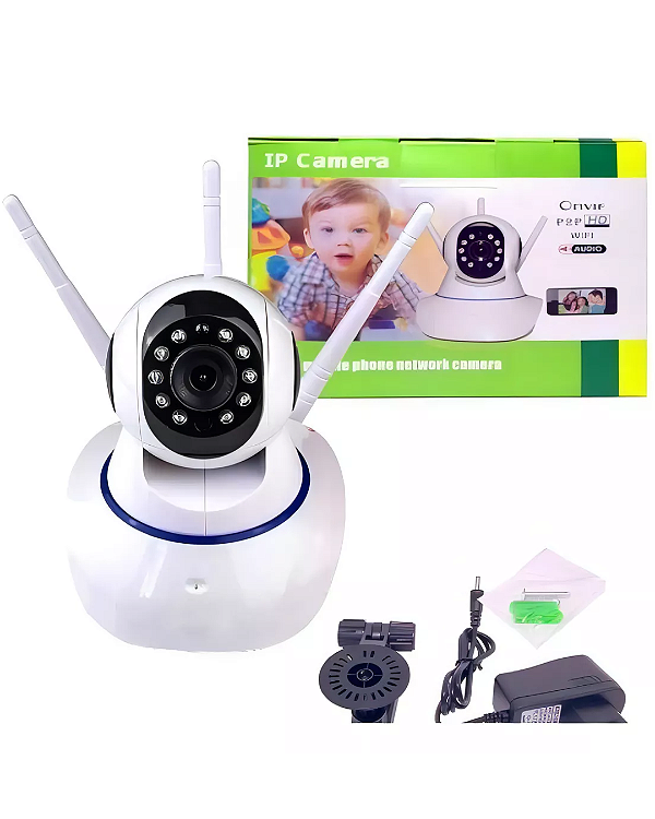 Câmera Ip 3 Antenas Wireless 3ª Geração Wifi C/visão Noturna app: yoosee Cor Branco