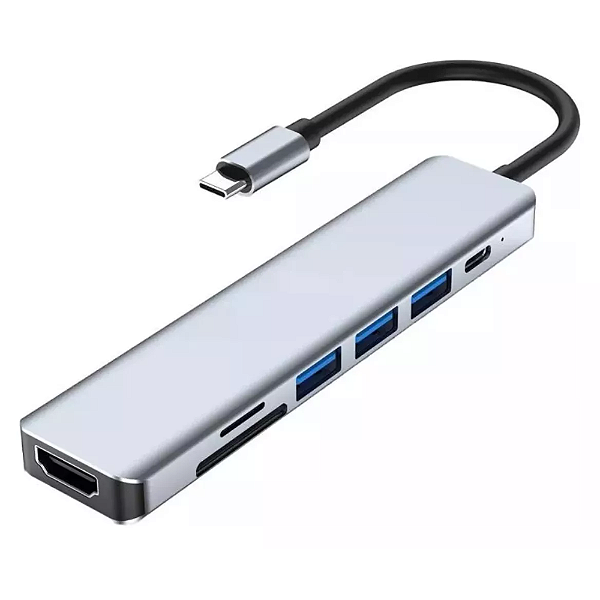 Hub Adaptador 7 Em 1 Tipo C Usb 3.0 Hdmi Usbc Micro Sd Tf Pd