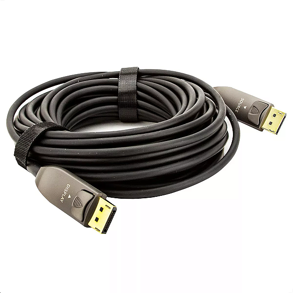 Cabo Fibra Displayport 8K 10 metros Profissional Blindado